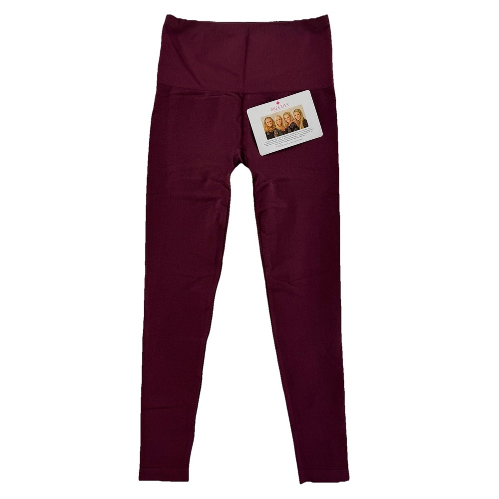 Breezies‎ Seamless Cotton Leggings Medium Burgundy Red